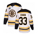 Men's Boston Bruins #33 Zdeno Chara Authentic White Away 2019 Stanley Cup Final Bound Hockey Jersey