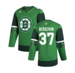Men's Boston Bruins #37 Patrice Bergeron 2020 St. Patrick's Day Stitched Hockey Jersey Green