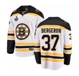 Men's Boston Bruins #37 Patrice Bergeron Authentic White Away Fanatics Branded Breakaway 2019 Stanley Cup Final Bound Hockey Jersey