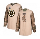 Men's Boston Bruins #4 Bobby Orr Authentic Camo Veterans Day Practice 2019 Stanley Cup Final Bound Hockey Jersey