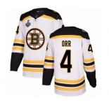 Men's Boston Bruins #4 Bobby Orr Authentic White Away 2019 Stanley Cup Final Bound Hockey Jersey