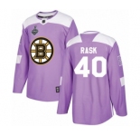 Men's Boston Bruins #40 Tuukka Rask Authentic Purple Fights Cancer Practice 2019 Stanley Cup Final Bound Hockey Jersey