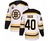 Men's Boston Bruins #40 Tuukka Rask Authentic White Away 2019 Stanley Cup Final Bound Hockey Jersey