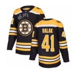 Men's Boston Bruins #41 Jaroslav Halak Authentic Black Home 2019 Stanley Cup Final Bound Hockey Jersey