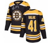Men's Boston Bruins #41 Jaroslav Halak Authentic Black Home 2019 Stanley Cup Final Bound Hockey Jersey