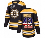 Men's Boston Bruins #42 David Backes Authentic Black USA Flag Fashion 2019 Stanley Cup Final Bound Hockey Jersey