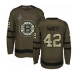 Men's Boston Bruins #42 David Backes Authentic Green Salute to Service 2019 Stanley Cup Final Bound Hockey Jersey