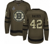 Men's Boston Bruins #42 David Backes Authentic Green Salute to Service 2019 Stanley Cup Final Bound Hockey Jersey
