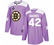 Men's Boston Bruins #42 David Backes Authentic Purple Fights Cancer Practice 2019 Stanley Cup Final Bound Hockey Jersey