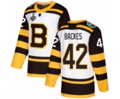 Men's Boston Bruins #42 David Backes Authentic White Winter Classic 2019 Stanley Cup Final Bound Hockey Jersey