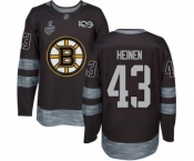 Men's Boston Bruins #43 Danton Heinen Authentic Black 1917-2017 100th Anniversary 2019 Stanley Cup Final Bound Hockey Jersey