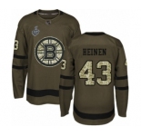 Men's Boston Bruins #43 Danton Heinen Authentic Green Salute to Service 2019 Stanley Cup Final Bound Hockey Jersey
