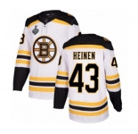 Men's Boston Bruins #43 Danton Heinen Authentic White Away 2019 Stanley Cup Final Bound Hockey Jersey