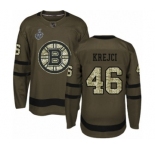 Men's Boston Bruins #46 David Krejci Authentic Green Salute to Service 2019 Stanley Cup Final Bound Hockey Jersey