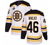 Men's Boston Bruins #46 David Krejci Authentic White Away 2019 Stanley Cup Final Bound Hockey Jersey