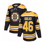 Men's Boston Bruins #46 David Krejci Premier Black Home 2019 Stanley Cup Final Bound Hockey Jersey
