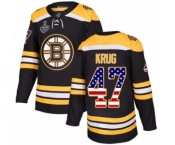 Men's Boston Bruins #47 Torey Krug Authentic Black USA Flag Fashion 2019 Stanley Cup Final Bound Hockey Jersey