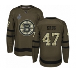 Men's Boston Bruins #47 Torey Krug Authentic Green Salute to Service 2019 Stanley Cup Final Bound Hockey Jersey