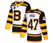 Men's Boston Bruins #47 Torey Krug Authentic White Winter Classic 2019 Stanley Cup Final Bound Hockey Jersey