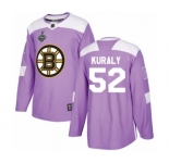 Men's Boston Bruins #52 Sean Kuraly Authentic Purple Fights Cancer Practice 2019 Stanley Cup Final Bound Hockey Jersey