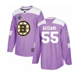 Men's Boston Bruins #55 Noel Acciari Authentic Purple Fights Cancer Practice 2019 Stanley Cup Final Bound Hockey Jersey