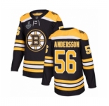Men's Boston Bruins #56 Axel Andersson Authentic Black Home 2019 Stanley Cup Final Bound Hockey Jersey