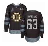 Men's Boston Bruins #63 Brad Marchand Authentic Black 1917-2017 100th Anniversary 2019 Stanley Cup Final Bound Hockey Jersey