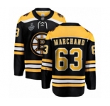 Men's Boston Bruins #63 Brad Marchand Authentic Black Home Fanatics Branded Breakaway 2019 Stanley Cup Final Bound Hockey Jersey