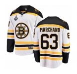 Men's Boston Bruins #63 Brad Marchand Authentic White Away Fanatics Branded Breakaway 2019 Stanley Cup Final Bound Hockey Jersey
