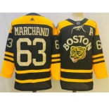 Men's Boston Bruins #63 Brad Marchand Black Classic Primegreen Stitched Jersey
