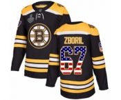 Men's Boston Bruins #67 Jakub Zboril Authentic Black USA Flag Fashion 2019 Stanley Cup Final Bound Hockey Jersey