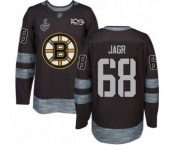 Men's Boston Bruins #68 Jaromir Jagr Authentic Black 1917-2017 100th Anniversary 2019 Stanley Cup Final Bound Hockey Jersey