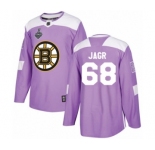 Men's Boston Bruins #68 Jaromir Jagr Authentic Purple Fights Cancer Practice 2019 Stanley Cup Final Bound Hockey Jersey