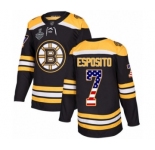 Men's Boston Bruins #7 Phil Esposito Authentic Black USA Flag Fashion 2019 Stanley Cup Final Bound Hockey Jersey