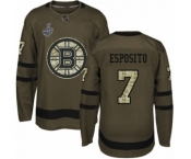 Men's Boston Bruins #7 Phil Esposito Authentic Green Salute to Service 2019 Stanley Cup Final Bound Hockey Jersey