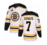 Men's Boston Bruins #7 Phil Esposito Authentic White Away 2019 Stanley Cup Final Bound Hockey Jersey
