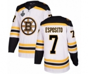 Men's Boston Bruins #7 Phil Esposito Authentic White Away 2019 Stanley Cup Final Bound Hockey Jersey