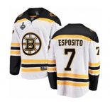Men's Boston Bruins #7 Phil Esposito Authentic White Away Fanatics Branded Breakaway 2019 Stanley Cup Final Bound Hockey Jersey