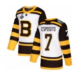 Men's Boston Bruins #7 Phil Esposito Authentic White Winter Classic 2019 Stanley Cup Final Bound Hockey Jersey