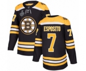 Men's Boston Bruins #7 Phil Esposito Premier Black Home 2019 Stanley Cup Final Bound Hockey Jersey