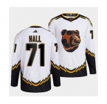 Men's Boston Bruins #71 Taylor Hall 2022 White Reverse Retro Stitched Jersey