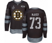 Men's Boston Bruins #73 Charlie McAvoy Authentic Black 1917-2017 100th Anniversary 2019 Stanley Cup Final Bound Hockey Jersey