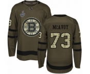 Men's Boston Bruins #73 Charlie McAvoy Authentic Green Salute to Service 2019 Stanley Cup Final Bound Hockey Jersey
