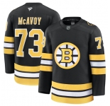 Men's Boston Bruins #73 Charlie McAvoy Black 2025 Home Stitched Hockey Jersey