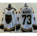 Men's Boston Bruins #73 Charlie McAvoy White 2022 Reverse Retro Stitched Jersey