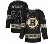 Men's Boston Bruins #74 Jake DeBrusk Authentic Black Team Logo Fashion 2019 Stanley Cup Final Bound Hockey Jersey