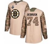 Men's Boston Bruins #74 Jake DeBrusk Authentic Camo Veterans Day Practice 2019 Stanley Cup Final Bound Hockey Jersey
