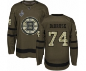 Men's Boston Bruins #74 Jake DeBrusk Authentic Green Salute to Service 2019 Stanley Cup Final Bound Hockey Jersey