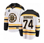 Men's Boston Bruins #74 Jake DeBrusk Authentic White Away Fanatics Branded Breakaway 2019 Stanley Cup Final Bound Hockey Jersey