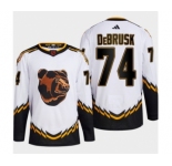 Men's Boston Bruins #74 Jake DeBrusk White 2022-23 Reverse Retro Stitched Jersey